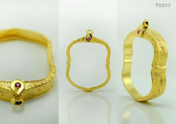 กรอบหน้าโอธรรมดาลายแข้งสิงห์ยอดฝังพลอยแดงทรงหยอดน้ำ - T0017
