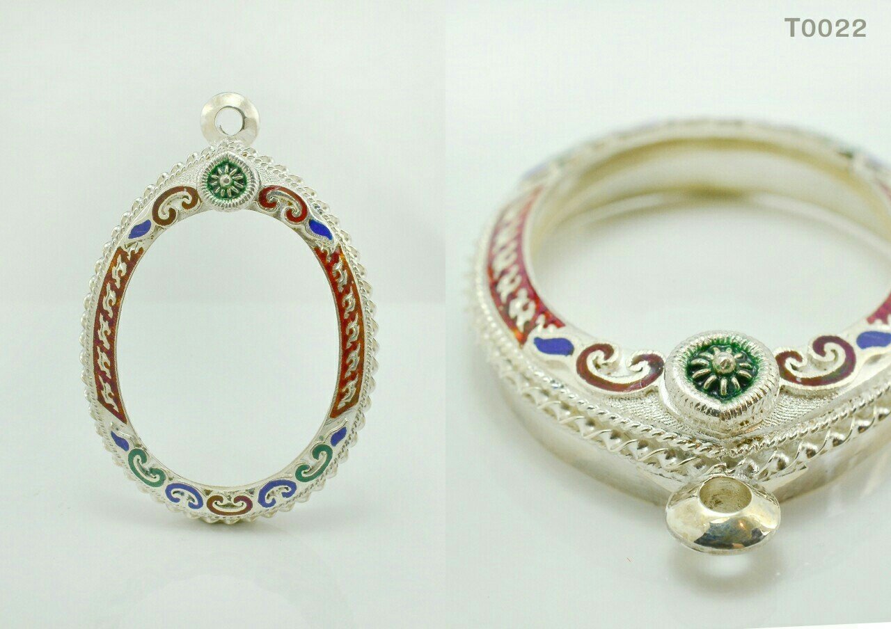 กรอบเงินงานมือติดลายลงยาหลากสีเต็มหน้าลวดสามชั้น - T0022