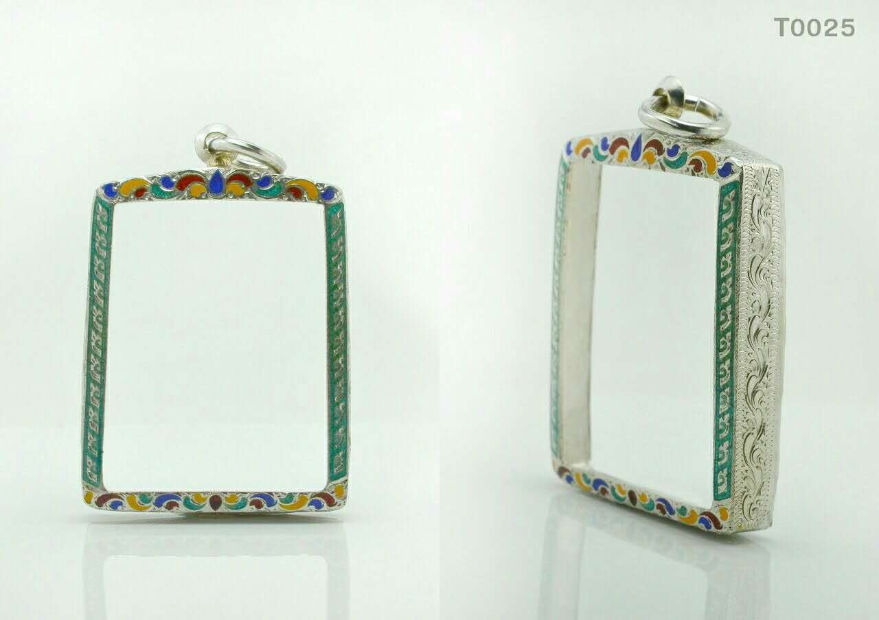 กรอบเงินหน้าโองานมือลงยาหลากสี - T0025