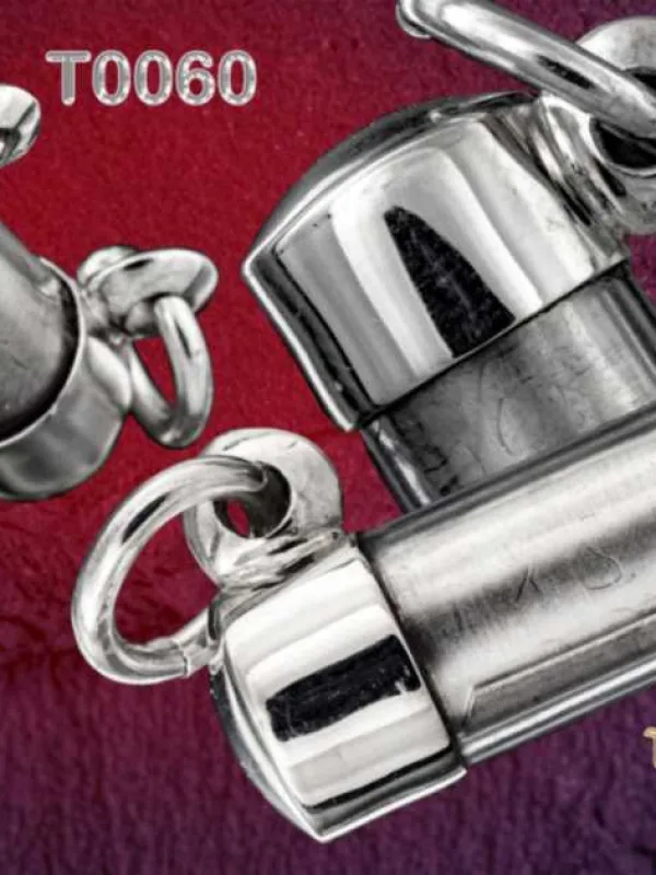 ฝาหัวจุกหัวท้าย 2 หูแนวนอน - T0060silver