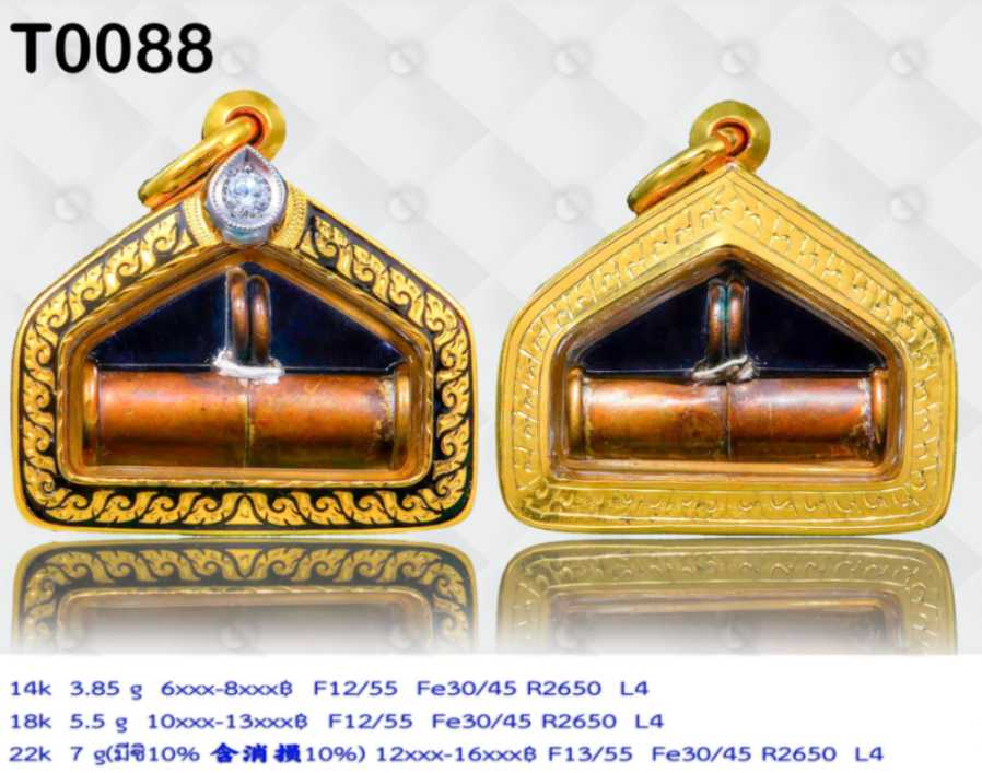 กรอบหน้าโอลายแข้งสิงห์ลงยาสีตามระบุ ยอดฝังเพชรทรงหยดน้ำ