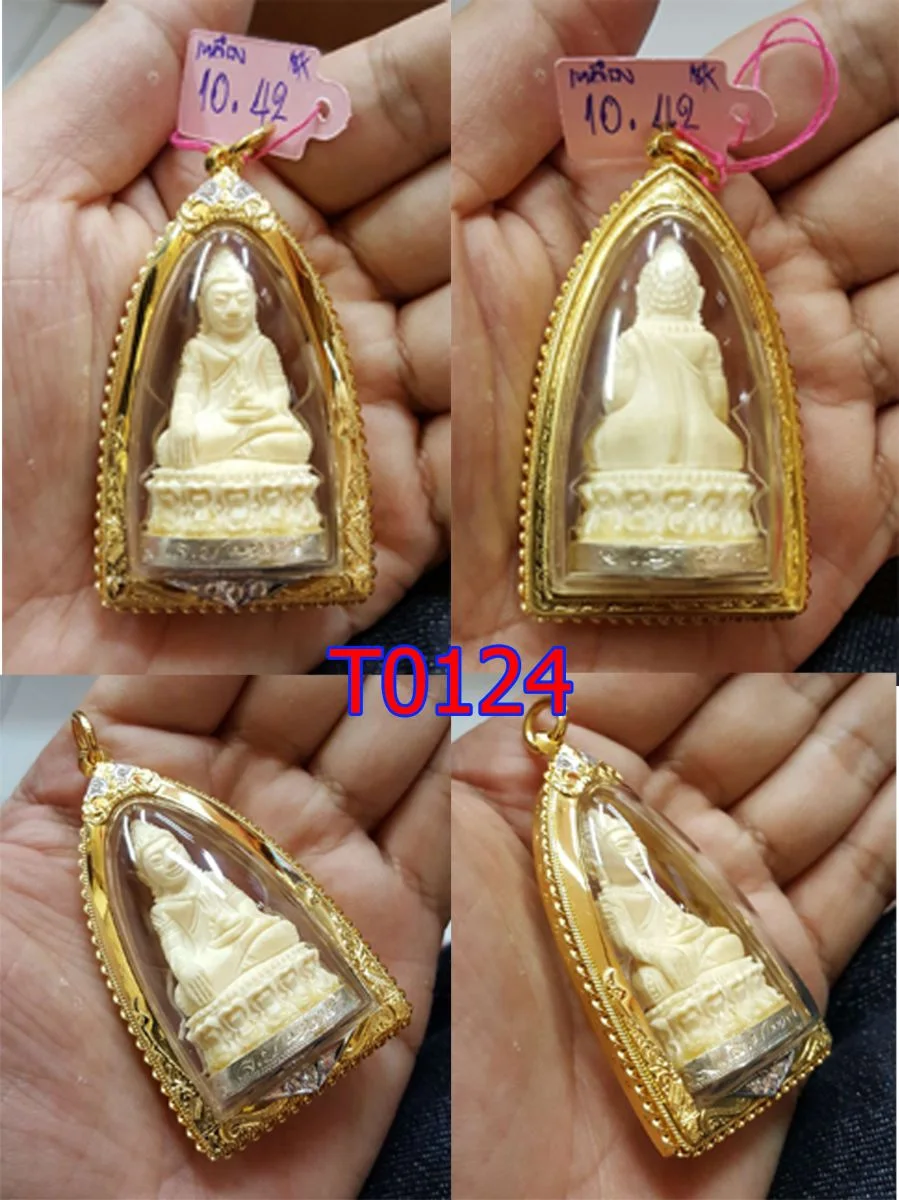 กรอบงานมือหน้าโอติดซุ้มลวดสามชั้นนหน้ามัน ตาสิงห์สามเหลี่ยมล่างฝังเพชรชุบหน้าขาว  - T0124