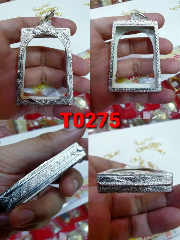ตลับหน้าเรียบเปิดหน้าเปิดหลังไม่กันน้ำยกซุ้ม ลายเต็ม 3 ชั้นลายไทยทั้งองค์ - T0275