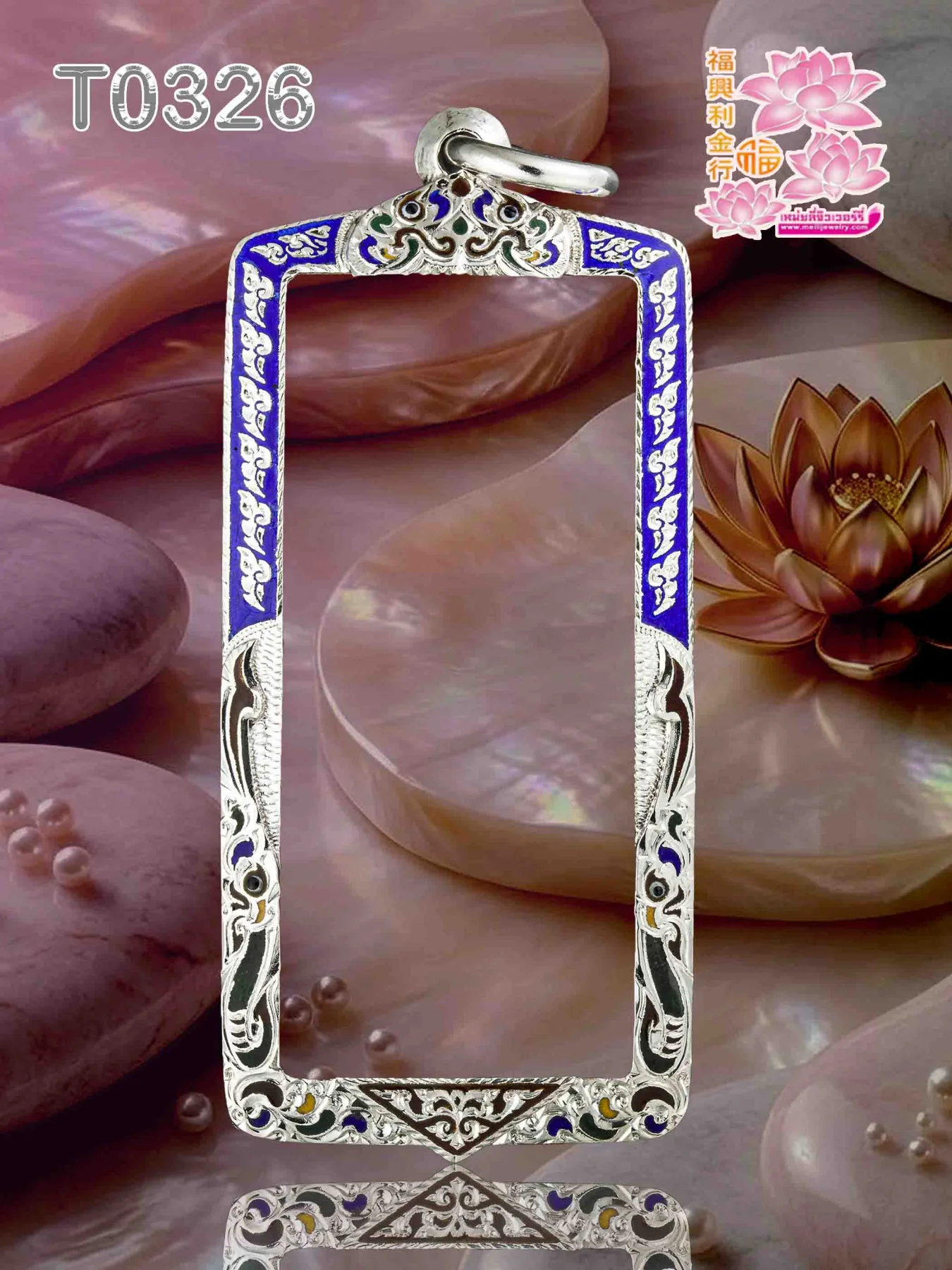 กรอบเงินงานขึ้นมือติดซุ้มลงยา เต็มหน้า หลากสี(สีตามระบุ) - T0326