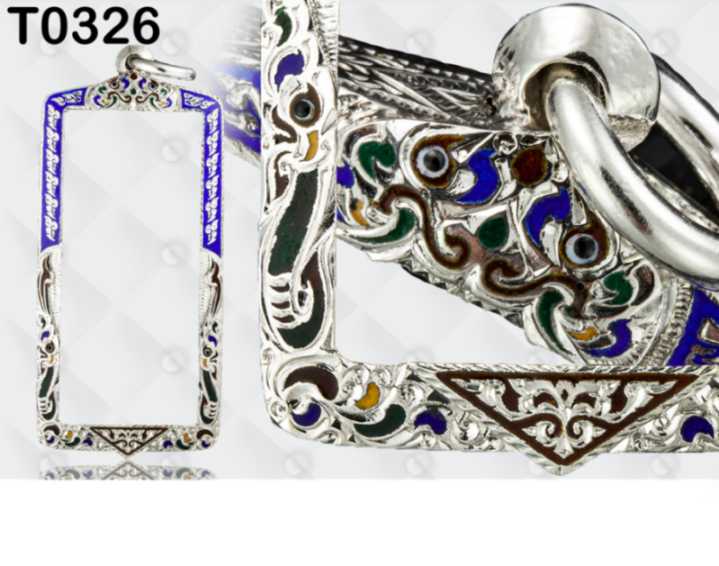 กรอบเงินงานขึ้นมือติดซุ้มลงยา เต็มหน้า หลากสี(สีตามระบุ) - T0326 (ภาพ 3)