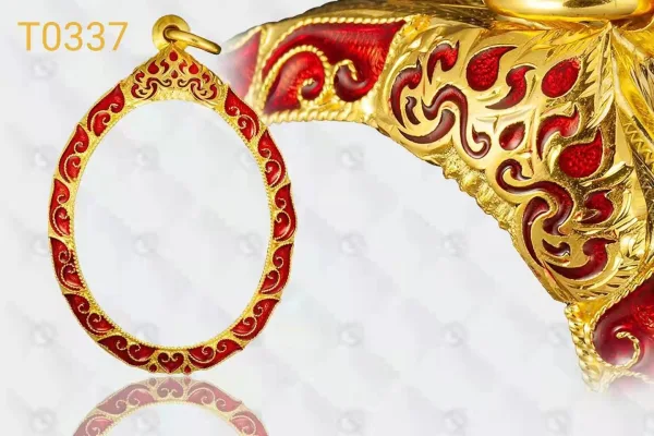 กรอบลายแข้งสิงห์ลวดเกลียวดัด ซุ้มสิงห์ลงยาตามแบบหรือตามระบุ - T0337