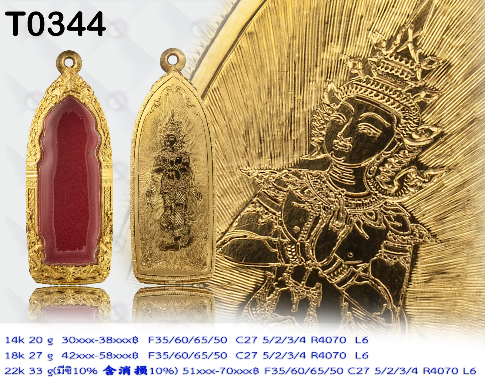 ตลับหลังปิดไม่กันน้ำ หน้าซุ้มลายพญานาคลายเต็ม หลังแกะลายรูปละครตามสั่ง - T0344 (ภาพ 4)