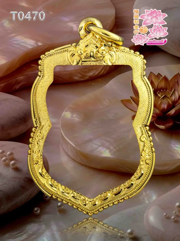 กรอบทองติดซุ้ม ลวดไข่ปลาสามชั้นนผสมหลอดหน้าลายทราย - T0470