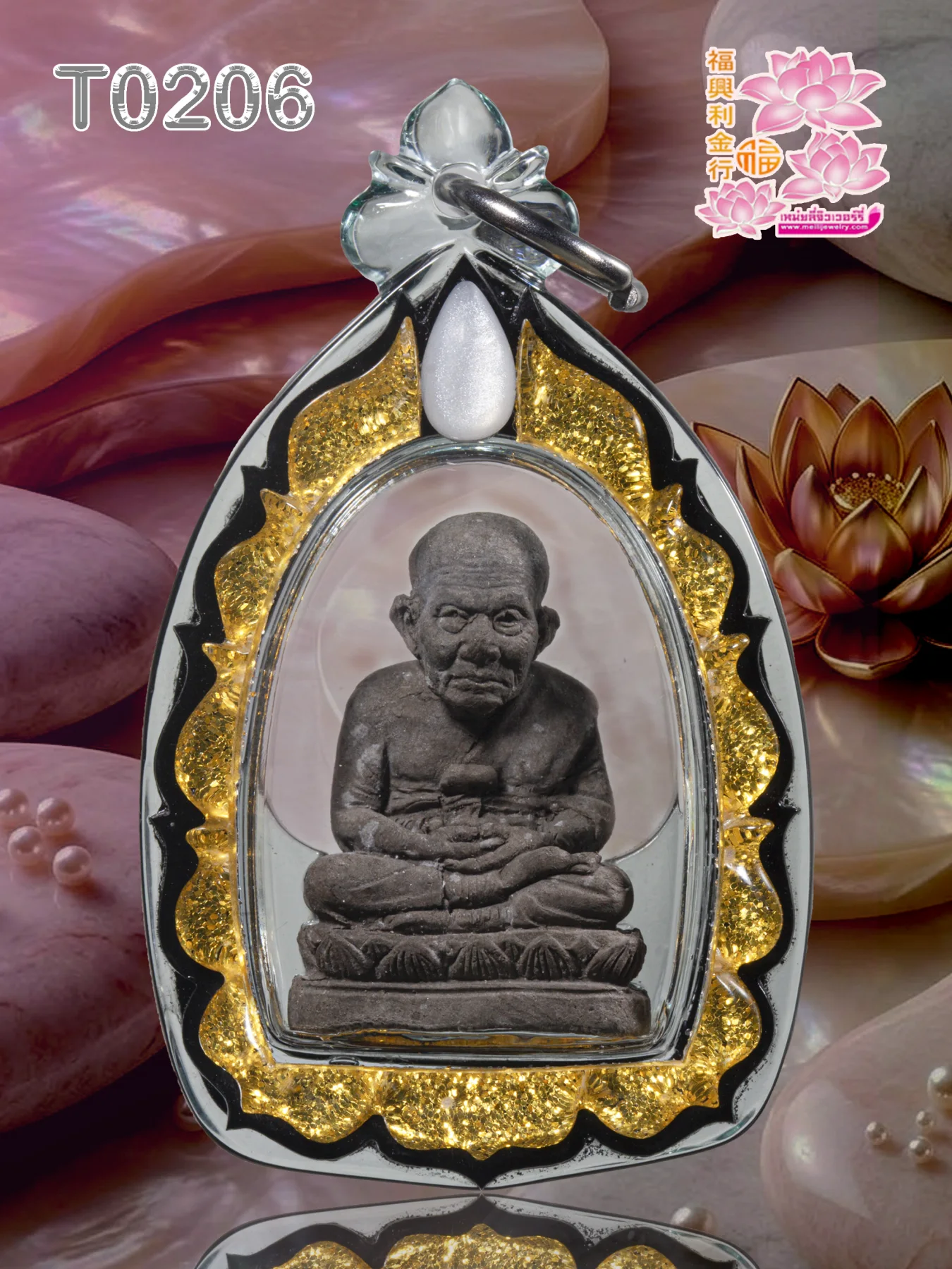 กรอบพลาสติกหน้ากากสองชั้นลายML006 ยอดติดพลอยPtทรงยอดน้ำ แนบแบบ - T0206