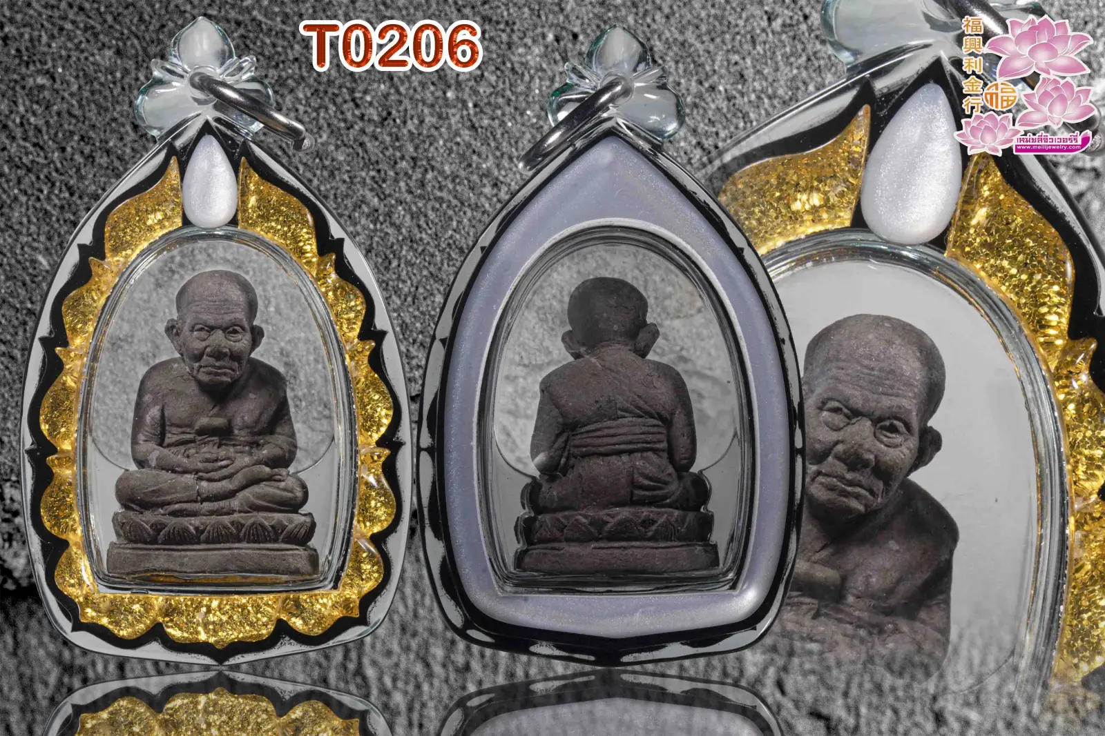 กรอบพลาสติกหน้ากากสองชั้นลายML006 ยอดติดพลอยPtทรงยอดน้ำ แนบแบบ - T0206 (ภาพ 2)