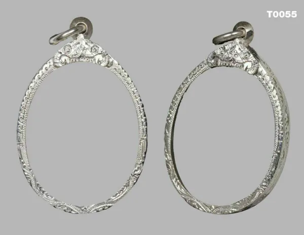 กรอบหน้าเรียบเงินสิงห์เดี่ยว ตรงกลางลายแข้งสิงห์ ล่างแกะลายพญานาค (คัดลอก) - T0055italy